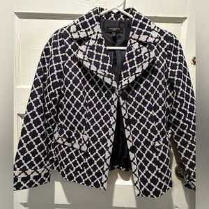 Talbots blue and white office jacket